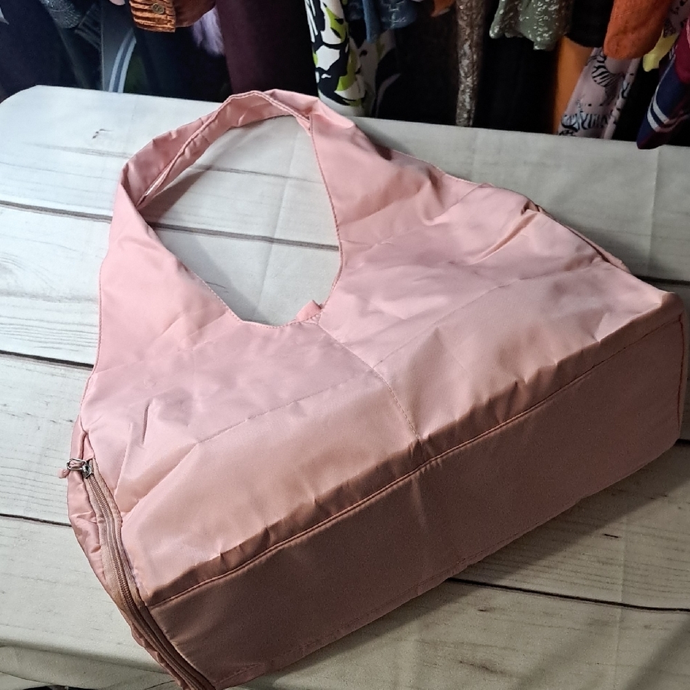 Stylish Packable Pink Gym Duffel Bag Folds Down For Easy Packing